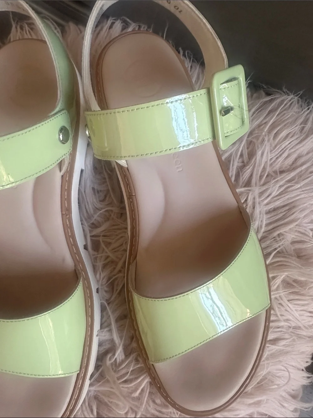 Paul Green Lime Patent Ankle Strap Sandals